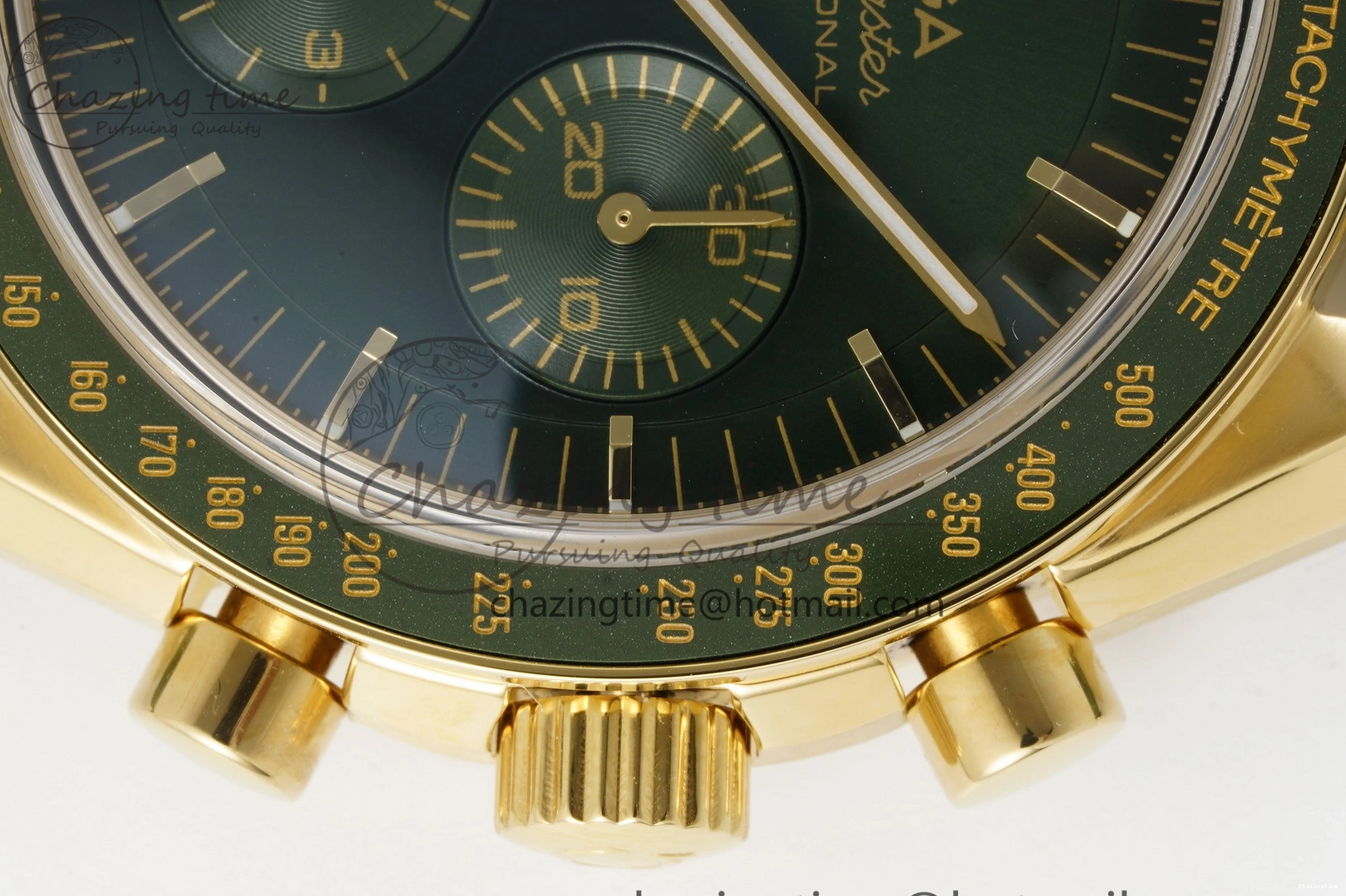 0512 Speedmaster Moonwatch in Moonshine Gold YG RMF Best Edition Green Dial on Green Leather Strap Manual Chrono EasyCare 7832